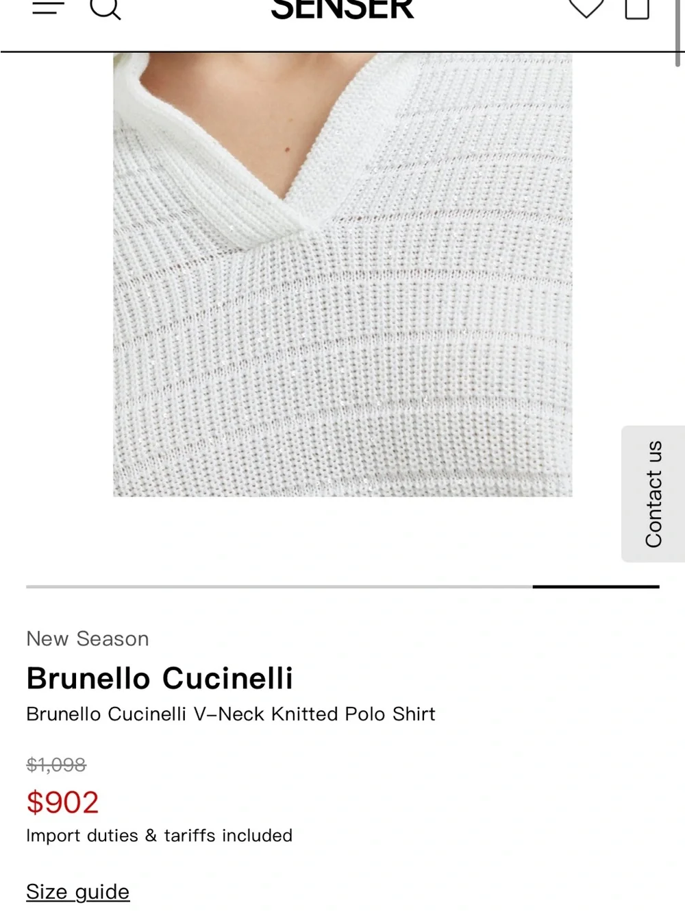 Brunello Cucinelli White Sequin Knit Collared Sweater Size S Made in Italy
